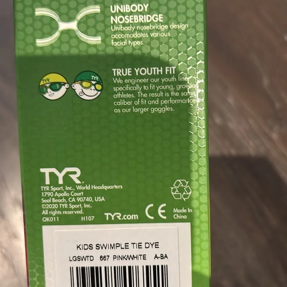 TYR Swim Goggles,Swimple Tie Dye,UVA/UVB protection,Anti-Fog,Durafit,easy adjust